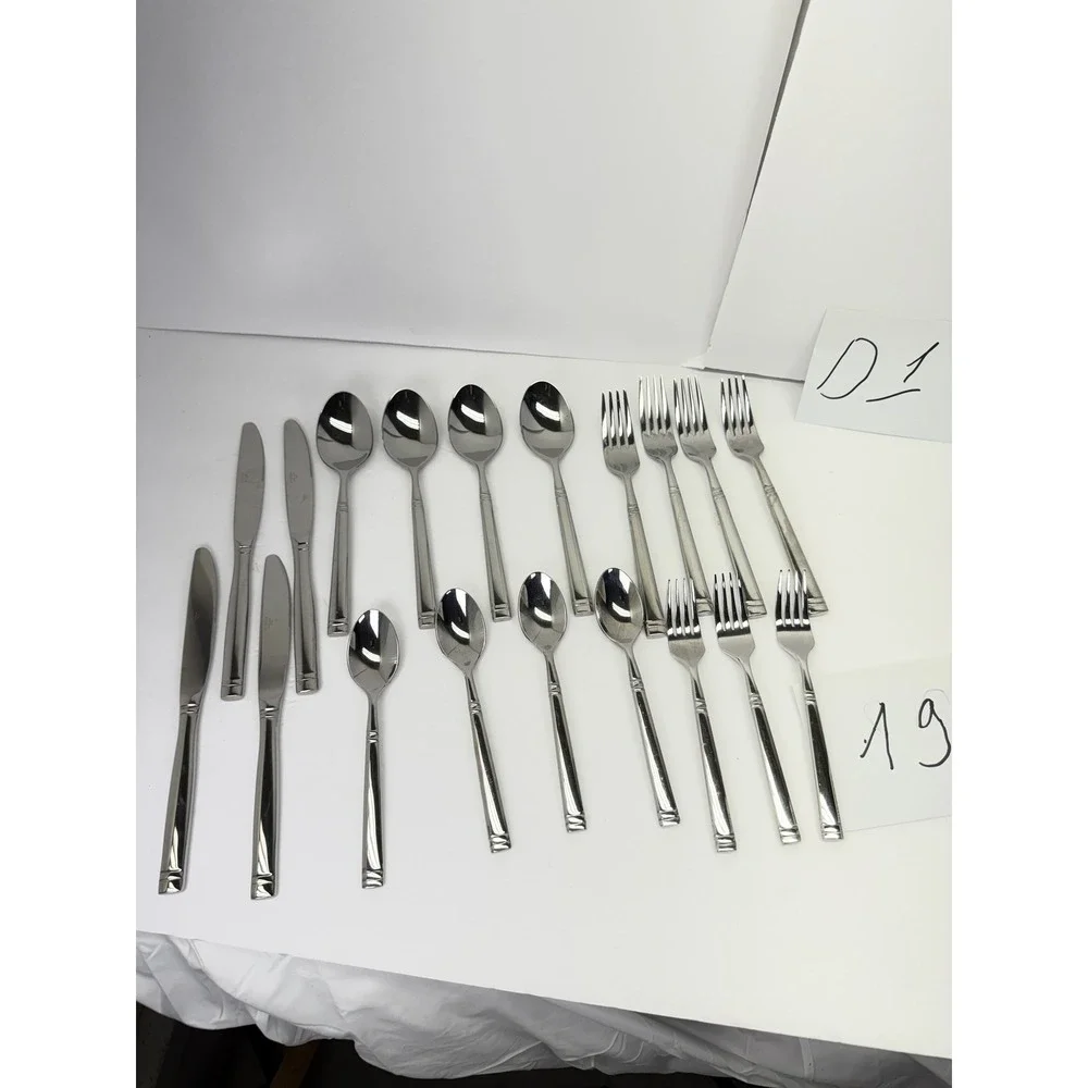 Mikasa‎ Stephanie Stainless Steel Flatware Set 19 Pc Knives Spoons Forks Used